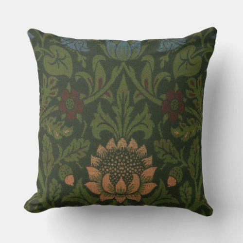RedesignedWilliam Morrisfloral pattern sunflower Throw Pillow