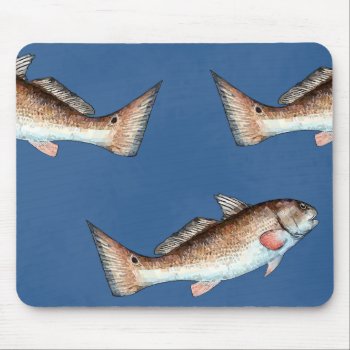 Redfish And Redfish Tails (blue) Mouse Pad by EnchantedBayou at Zazzle