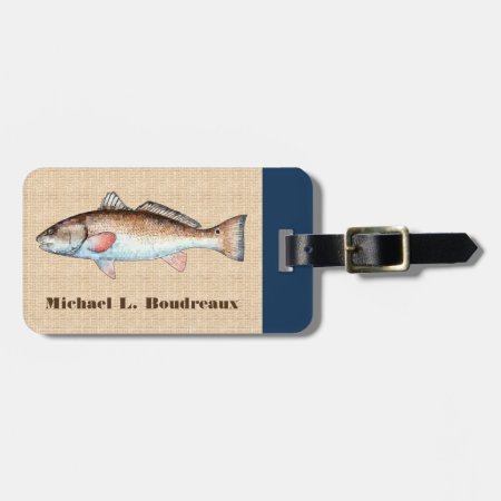 Redfish (blue Accent) Luggage Tag