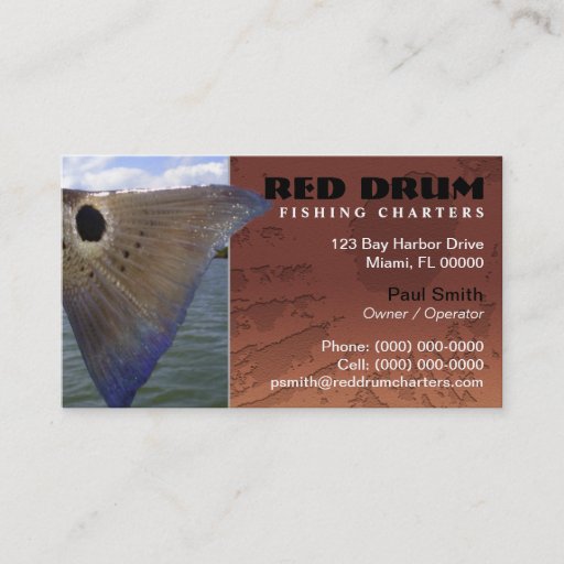 Customizable Redfish Fishing Charters Business Card