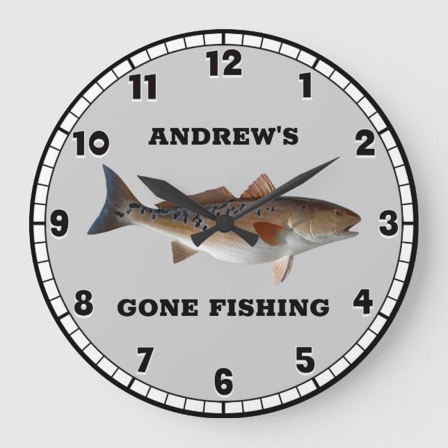 Redfish Fishing Custom Large Clock (Front)