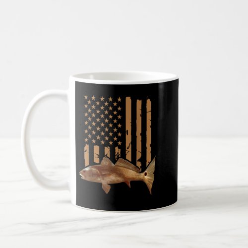 Redfish Fishing Red Drum Tailing Usa American Flag Coffee Mug