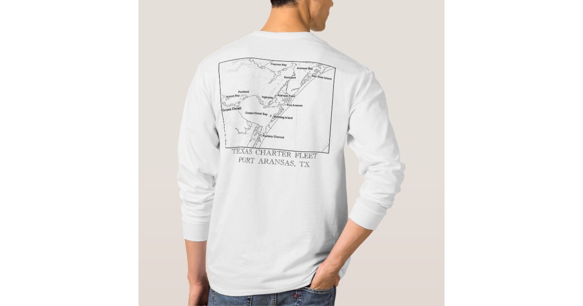 Redfish Get Bit W Port Aransas Chart T Shirt Zazzle Com