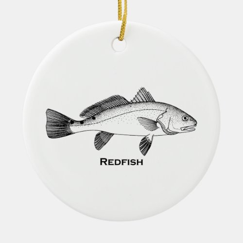 Redfish Illustration Ceramic Ornament