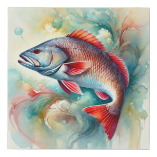 Redfish in Serene Waters 210824AREF147 - Watercolo Faux Canvas Print