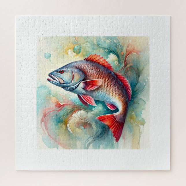 Redfish in Serene Waters 210824AREF147 - Watercolo Jigsaw Puzzle (Vertical)
