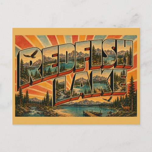 Redfish Lake Idaho Alpine Lake Mountain Art Postcard