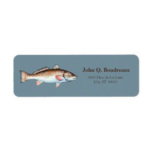 Redfish On Blue Gray Label