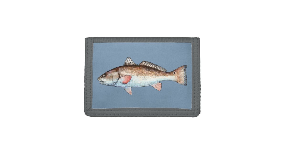 Redfish on Blue Tri-fold Wallet | Zazzle