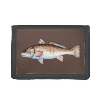 Redfish On Brown Tri-fold Wallet by EnchantedBayou at Zazzle