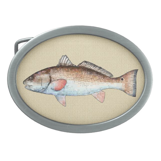 Redfish Oval Belt Buckle (Front)