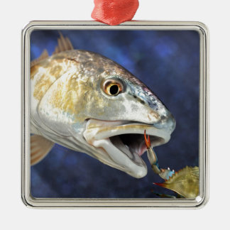 Redfish Strike Metal Ornament