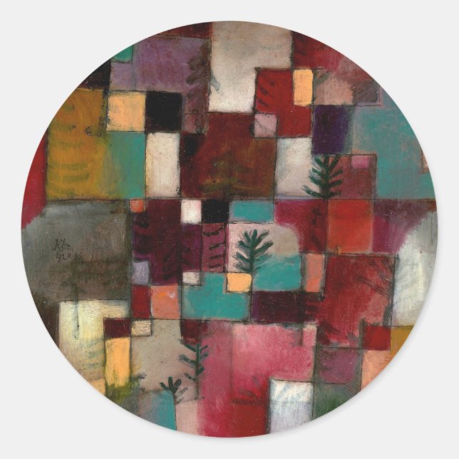 Redgreen and Violet-Yellow Rhythms, Paul Klee Art Classic Round Sticker (Front)