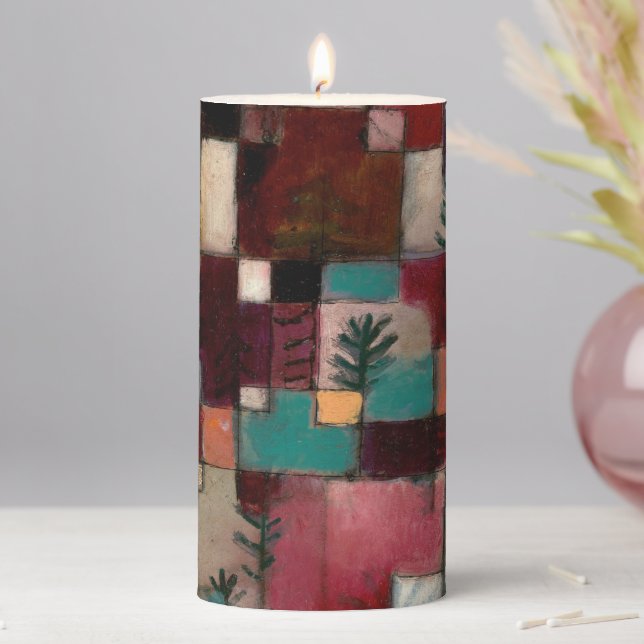 Redgreen and Violet-Yellow Rhythms, Paul Klee Art Pillar Candle (In Situ)