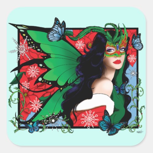 RedGreen Christmas Solstice Fairy Square Sticker