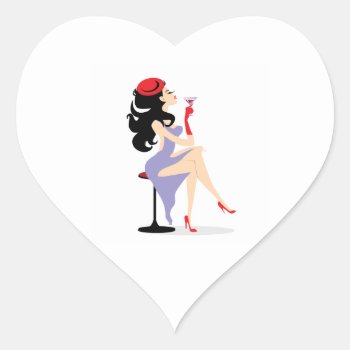 Redhat09 Fashionista Diva Red Hat Heels Purple Dre Heart Sticker by CreativeColours at Zazzle