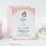 Redhead Ballerina in White Dress Floral Birthday Invitation