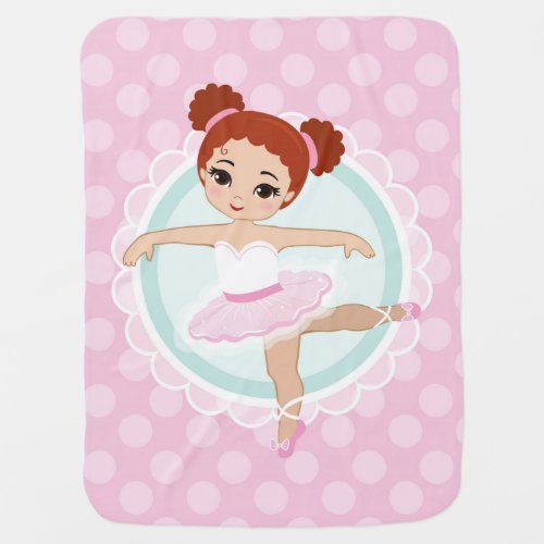 Redhead Ballerina _ Pink Ballet Dancer Girl Baby Blanket