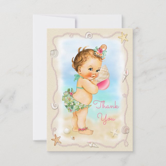Redhead Beach Baby Conch Shell Thank You Card (Front)