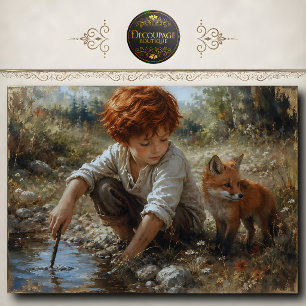 Redhead Boy Fox Woodland Decoupage Tissue Paper