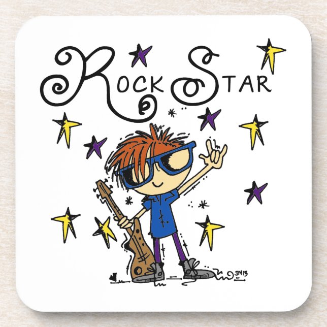 Redhead Boy Rock Star Beverage Coaster (Front)