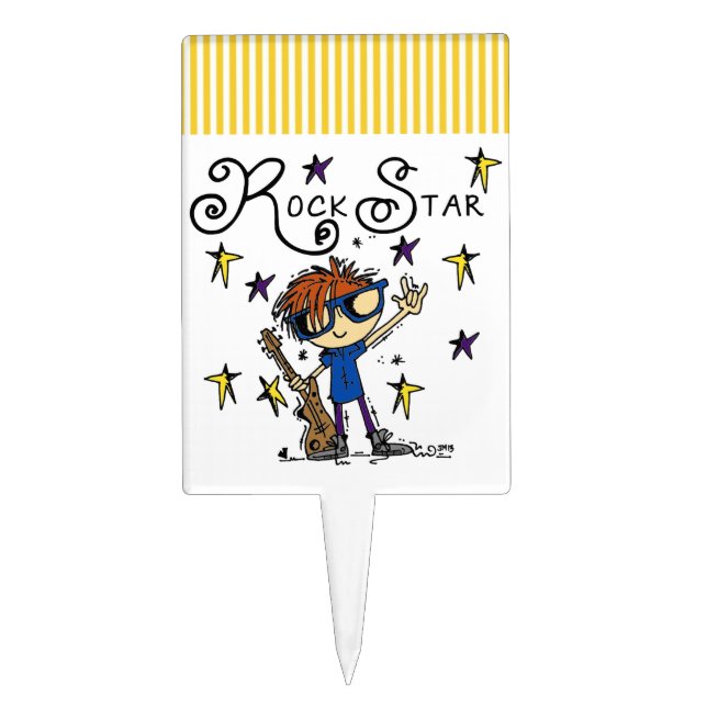 Redhead Boy Rock Star Cake Topper (Front)