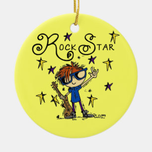 Redhead Boy Rock Star Ceramic Ornament