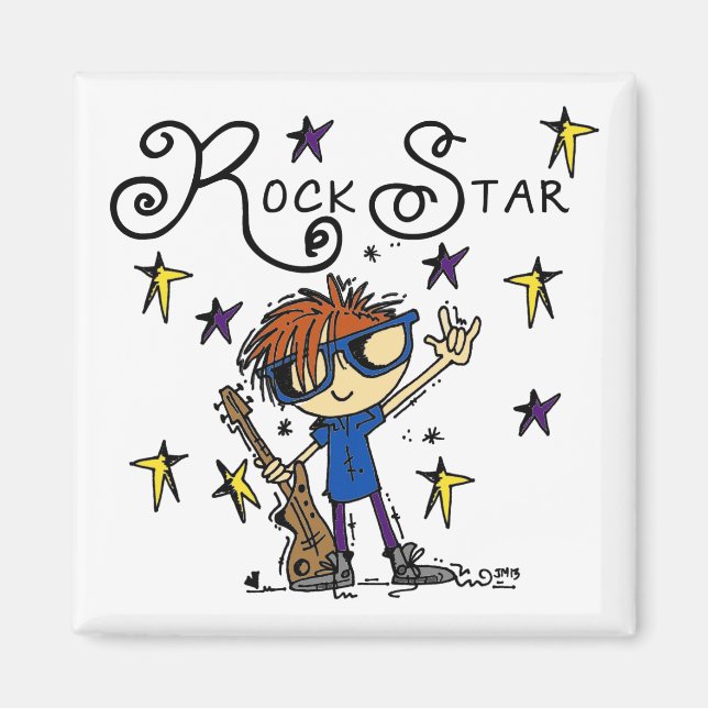 Redhead Boy Rock Star Magnet (Front)