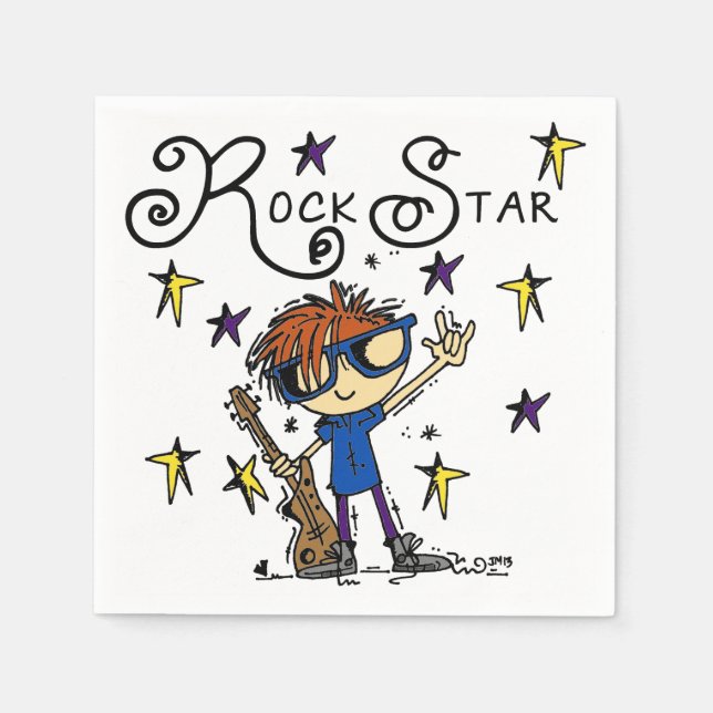 Redhead Boy Rock Star Paper Napkins (Front)