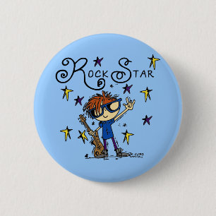 Redhead Boy Rock Star Pinback Button