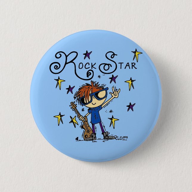 Redhead Boy Rock Star Pinback Button (Front)