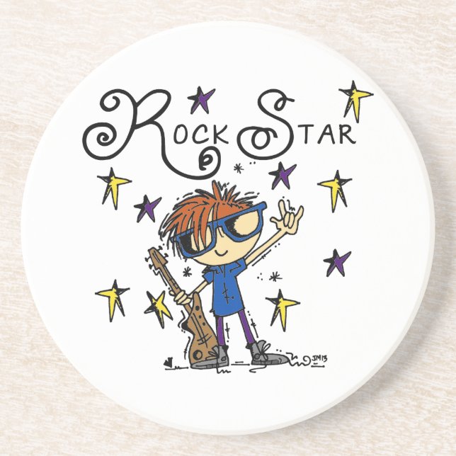 Redhead Boy Rock Star Sandstone Coaster (Front)