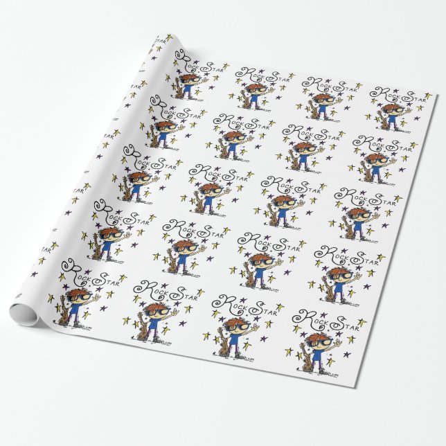 Redhead Boy Rock Star Wrapping Paper (Unrolled)