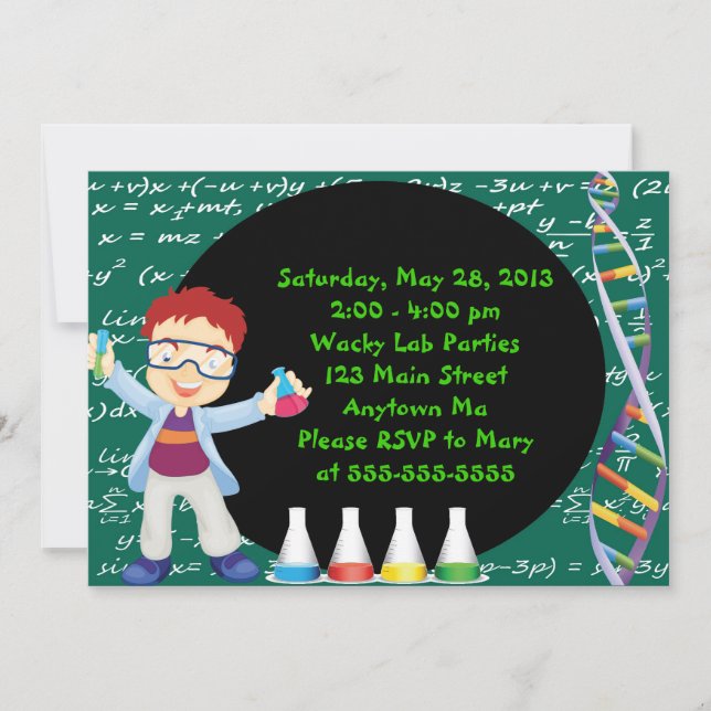 Redhead Boy Scientist Birthday Party Invitation (Front)
