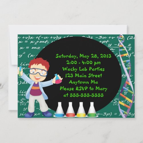 Redhead Boy Scientist Birthday Party Invitation