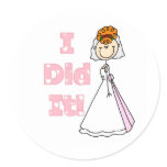 Redhead Bride I Did It Classic Round Sticker