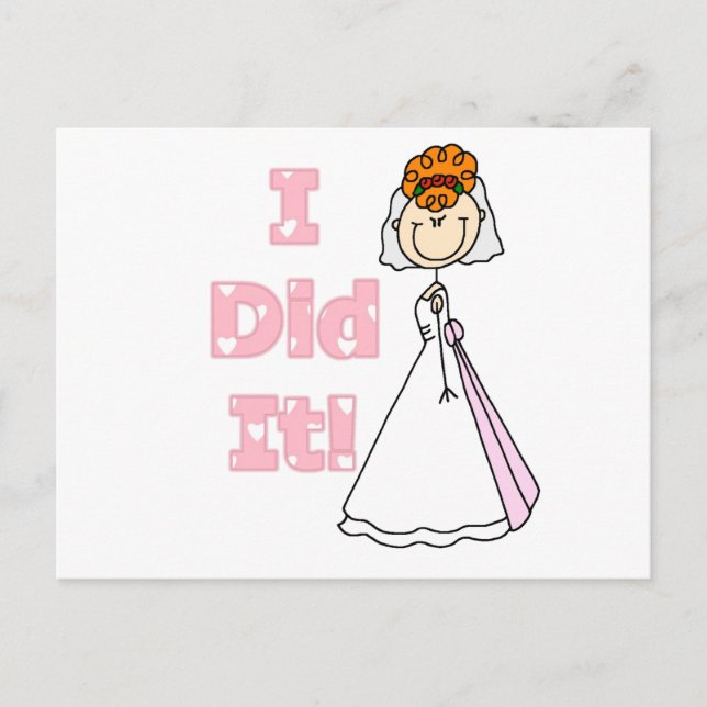 Redhead Bride I Did It Postcard (Front)
