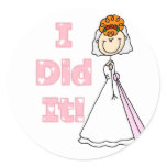 Redhead Bride I Did It T-shirts and Gifts Classic Round Sticker