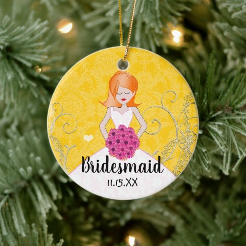 Redhead Bridesmaid Favors You Choose Colors Ceramic Ornament