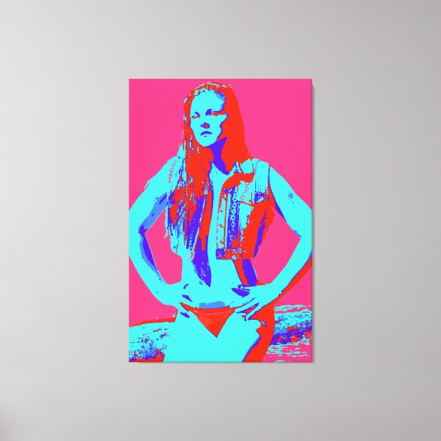 redhead confident bikini girl wrapped canvas print (Front)