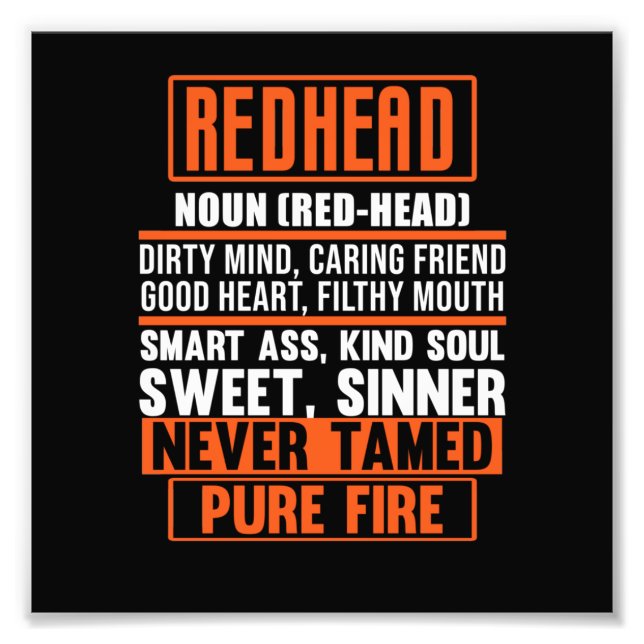 Redhead Definition Cute Red Hair Girls Women Photo Print (Front)