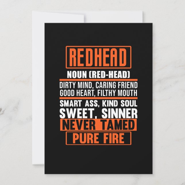 Redhead Definition Cute Red Hair Girls Women Thank You Card (Front)