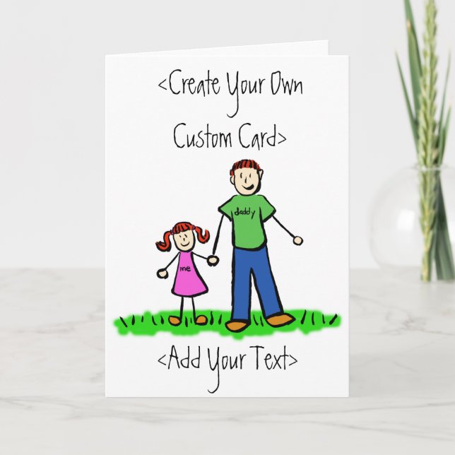 Redhead Father and Daughter Custom Greeting Card (Front)