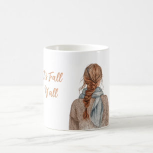 Redhead Female Hat Pumpkin It's Fall Y'all Coffee Mug
