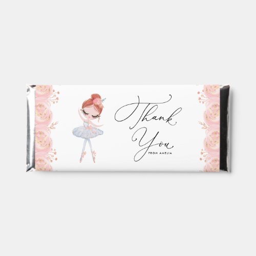 Redhead Girl Ballerina in White Dress Birthday Hershey Bar Favors