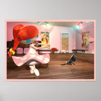 Redhead girl ballet dancing. poster