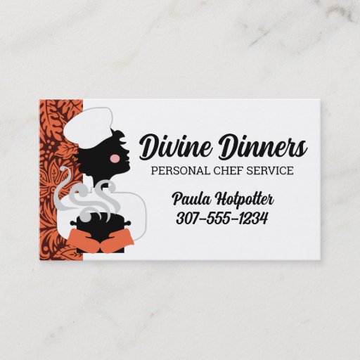 Customizable Redhead girl chef steaming cooking pot biz cards business card template