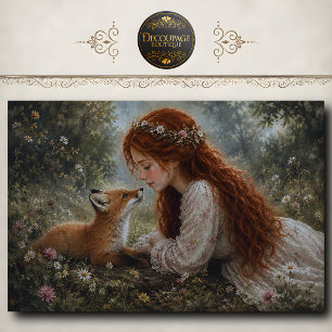 Redhead girl Fox Meadow Decoupage Tissue Paper