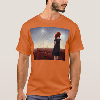 Redhead girl in a fantastic starscape T-Shirt
