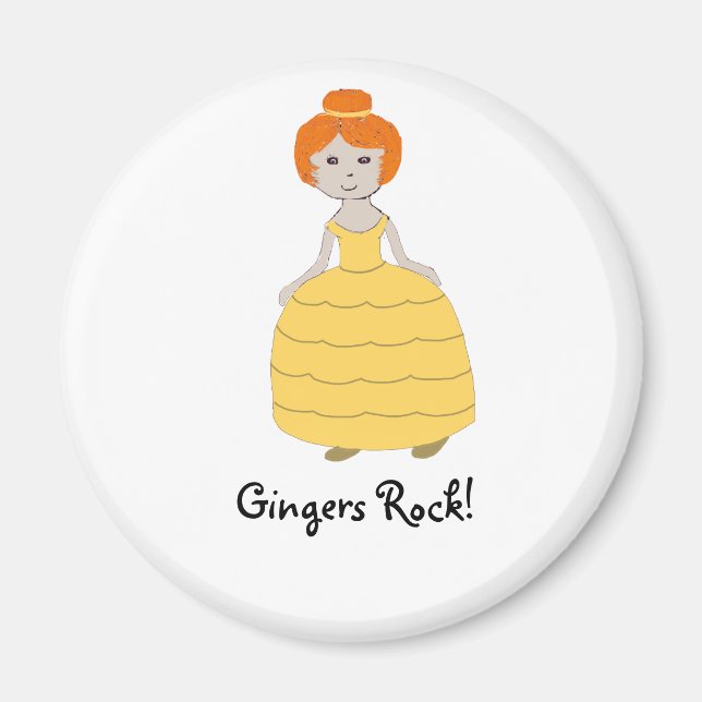 Redhead Girl in Yellow Dress"Gingers Rock!" Magnet (Front)